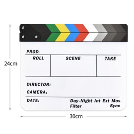 Disnace Film Flap 30 x 24.5 cm, Director Flap Synchronous Flap Clapperboard, Scene Acrylic Film Flap, Easy Wipe Acrylic Clapper for Film, TV Series, Shoot Props, Advertising Spots