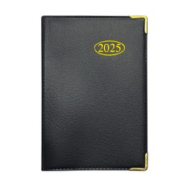 MantraRaj 2025 Week to View PVC Leather Effect Pocket Diary With Metal Corners Compact Planner with Hard Case Cover, Conversion Tables, and Organizational Tools - 12cm x 7cm