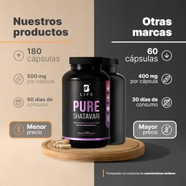 Shatavari Puro - 1000 mg por porción. Adaptógeno | Equilibrio para mujeres.180 cápsulas. Ingredientes Naturales. Pure Shatavari. B Life