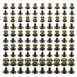 uxcell 4/5/6/7/8mm Ball Head Stud Rivets Screw Back, 50Pack Round Head Button Nipple Rivet for DIY Leather Craft Handbag Belt, Bronze Tone