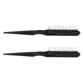 POFET 2pcs Black Detangling Styling Hairbrush Rat Tail Cushioned Comb For Natural Hair Wigs Hair Extensions