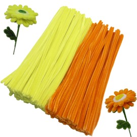 Apedoixy 200 Pieces Pipe Cleaners Craft Bulk 2 Assorted Colors,6mm x 12inch Thick Fuzzy Chenille Stem Sticks for Craft Art DIY Projects Decorations (Yellow,Orange)