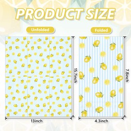 Whaline 50 Pcs Summer Lemon Guest Napkins Summer Disposable Dinner Napkins Blue Stripe Yellow Lemon Paper Hand Towels for Bathroom Home Party Table Supplies