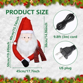Christmas Santa Claus Tree Topper with Snowflake Projector Light, Rotating Snowflake LED Lights Xmas Santa Tree Hugger Topper Hat Ornaments for Christmas New Year Winter Holiday Trees Home Party Decor