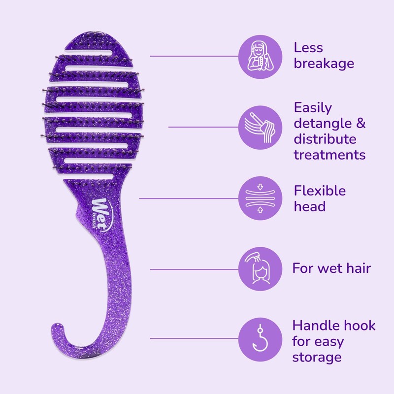 Wet Brush Cepillo desenredante de ducha, purpurina morada por unisex