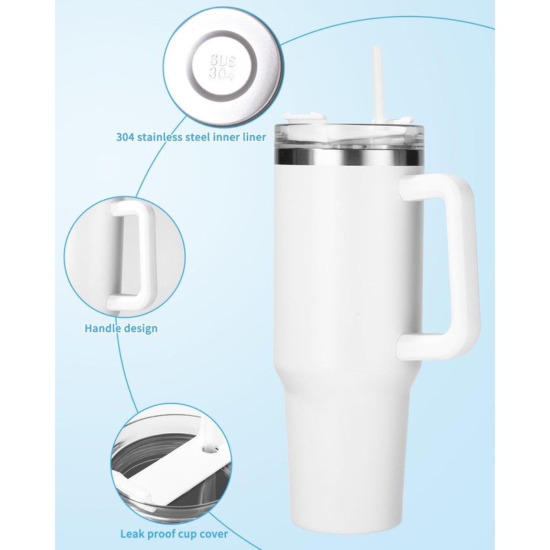 Toaren 1200ml 40oz Thermobecher mit Stroh und Griff Edelstahl Vakuum