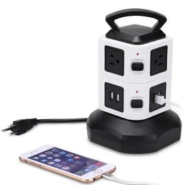 ele ELEOPTION Tower Surge Protector Power Strip, 2nd Floor Extension Cord with Multiple Outlets, 7 Outlets 2 USB Ports 13A Retractable Cord Charging Station
