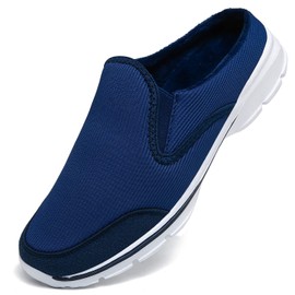 INMINPIN - Pantuflas unisex informales, zapatos de casa, cómodos, sin cordones, con suela antideslizante para interiores y exteriores, para hombres y mujeres, Azul acolchado, 9 Women/7.5 Men