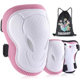 Forzueby Youth/Kids Protective Gear Sets Adjustable Knee Pads and Elbow Pads Wrist Guards for Kids Skateboard Roller Skates Scooter Inline Skating Cycling BMX. (Pink, M)