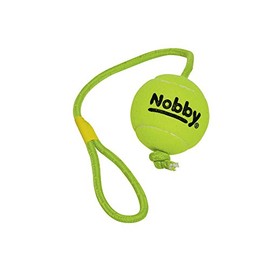 Nobby Tennis Ball with Throwing Loop, XL 10 cm, Rope 70 cm, Pack of 1