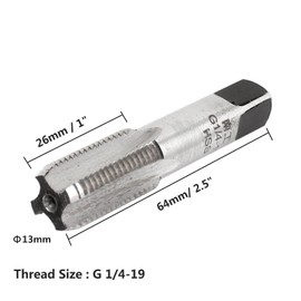 TA-VIGOR Straight Flute Screw Thread Tap, G1/4-19 Tolerance BSP 55 Degree 4 Straight Flutes Metric Machine Tap HSS Thread Milling Tap