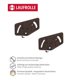 Gedotec Slide Line 55 Sliding Door Trolley Cabinet Track for Sliding Door System Wheels for Lower Rail 15 kg Plastic Brown Pack of 2 Drive for Furniture Sliding Doors