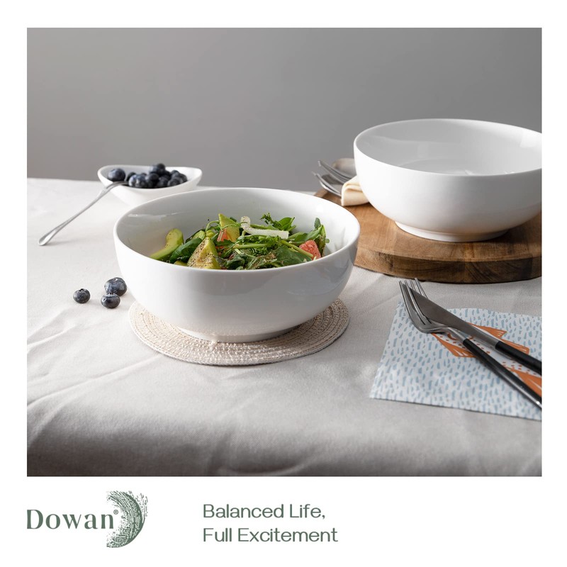 DOWAN Salad Bowls, Large Pho Bowls, 8" White Centerpiece Bowls