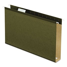 Pendaflex 4153X2 2quot; Capacity Reinforced Hanging File Folders- Kraft- Legal- Standard Green- 25/Bx