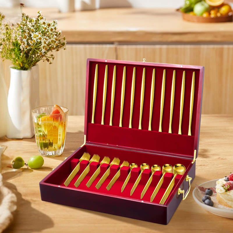 Wooden Silverware Chest without Silverware silverware storage box, Silverware Box