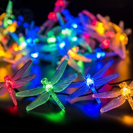 Dragonfly Solar String Lights, Sundecor 21.3ft 30 LED 8 Modes Multi Color Waterproof Dragonfly Solar Fairy Lights Crystal Dragonfly LED for Indoor/Outdoor Patio, Lawn, Garden, Party, Wedding,Christmas