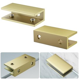 Ranbo - Soportes ajustables para estantes de vidrio, soporte de pared, color dorado mate | 304 stainless steel clamps with extended 2-3/8...