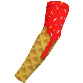 Power Energy Sports Red Ice Cream Cone Drip Sprinkles Football Baseball Compression Arm Sleeve - XL