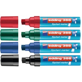 edding Flipchart Marker 388 Assorted Chisel Tip 4.0 - 12.0 mm Pack of 4