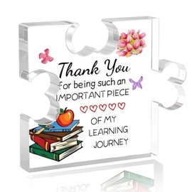 Thank You Gift for Teacher Appreciation Day Gifts Acrylic Puzzle Piece Plaque for Teachers End of The Year Gifts for Mentor Graduation Retirement Gift from Student