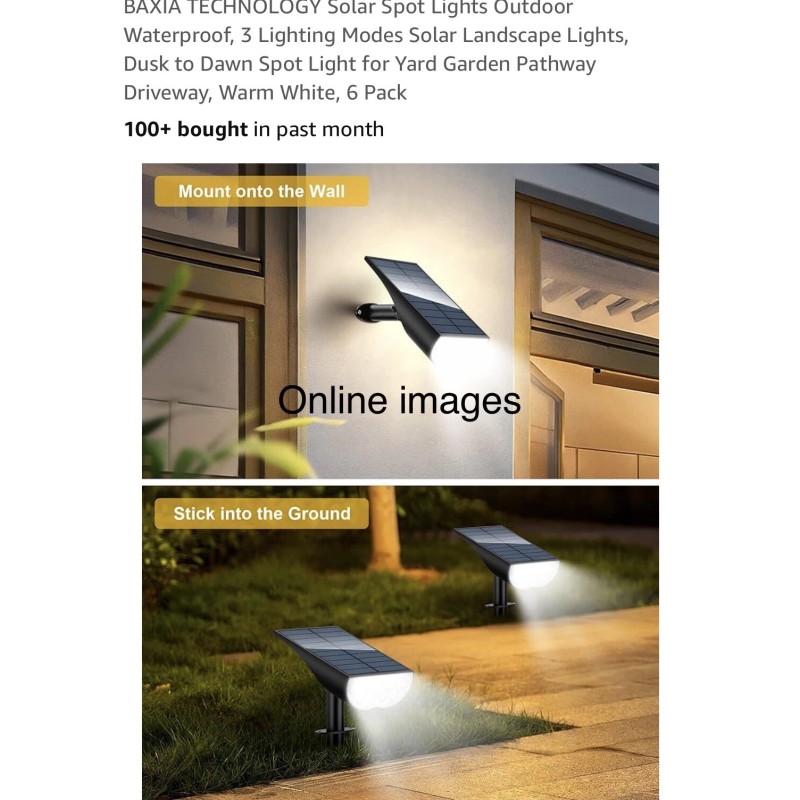 BAXIA TECHNOLOGY Solar Spot Lights Outdoor Waterproof (6 pack)