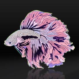 Pink Cloud Betta Fish Enamel Pin - Siamese Fighting Fish Collectible Lapel Pin