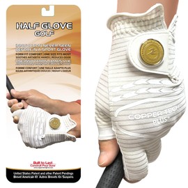 Copper Tech COPPERTECH Plus Womens Half Glove Worn ON Left Hand (White/White, Small(20), Worn on Left Hand)
