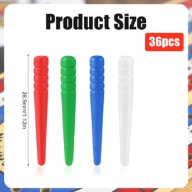 36pcs Cribbage Pegs, Fits 1/8 Holes Plastic Cribbage Pins Tapered Design Cribbage Board Game Versatile Cribbage Board Scoring Pegs for Family Friends (Blue, White, Green, Red)