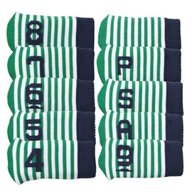 Golf Iron Headcovers Set of 10 Striped Pattern with Iron Headcovers (Green x White)