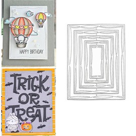 Rectangle Frame Metal Die Cuts, Stitched Nesting Tag Background Wedding Cutting Dies Cut Stencils for DIY Photo Decorative Embossing Paper Dies for Scrapbooking Card Making