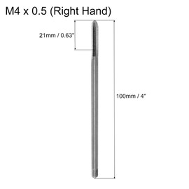 sourcing map Metric Thread Tap M4 x 0.5 H2 100mm Extra Long Straight Flute Screw Thread Milling Machine Taps Threading Tapping Repair Tool