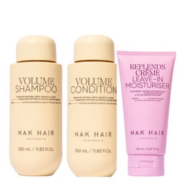 NAK Hair Volume Trio Bundle with Replends Creme Leave In Moisturiser