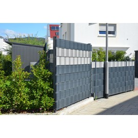 WDB Basic Line PVC Sichtschutzstreifen für Doppelstabmatten - Sichtschutz für Gartenzaun Doppelstabmattenzaun - 47,5 mm × 35 m + 20 Stück Befestigungsclips Klemmschienen Anthrazit