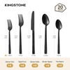 KINGSTONE 20 Pcs Black Hammered Silverware Set for 4, 18/10