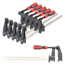 Biugaaufai 5 Pack 12 Inch Woodworking F Clamps, Bar Clamps with 2.5 Inch Throat Depth & Red Handle, 12 Inch F Clamp for Woodworking, Metalworking, 600 Lbs Capacity