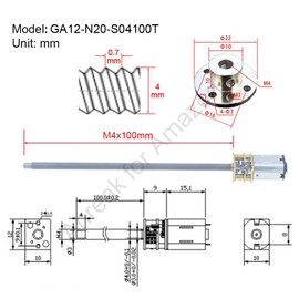 2Pcs DC 12V 300RPM M4 x 100mm 3-12V 20-3000RPM N20 Motor with Gear Reduction for Precision, Threaded Rod Motor for 3D Printers (12-300)