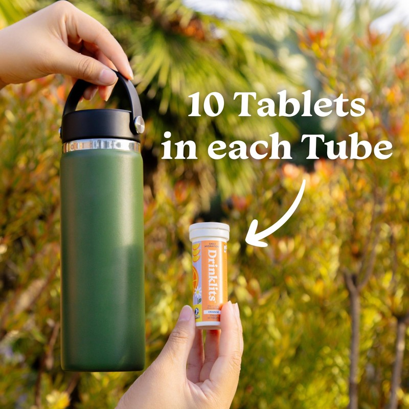 Drinklits Orange Electrolyte Tablets for Hydration | Great Taste -