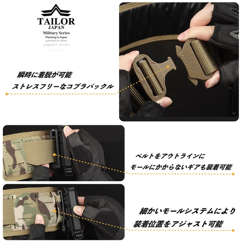 TAILOR JAPAN Tactical Survival Game Belt, Molle System, Laser Cut,