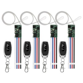 433MHz Universal Wireless RF Remote Control Switch DC 6V 12V 24V 1CH Channel Relay Wireless Secure RF Remote Control Switches Transmitter and Receiver kit, Momentary Toggle Latched Delay Mode(4 Pack)