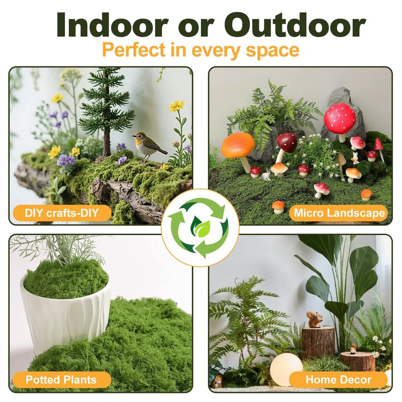 MAISONRINA 10.6OZ Fake Green Moss for Planters Outdoor Indoor Decorating