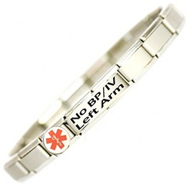 No BP/IV Left Arm Medical ID Alert Bracelet.