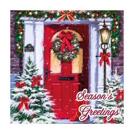 Eurowrap Assorted Christmas Cards Xmas at Home, 2 Designs Seasons Greetings and Christmas Wishes - Pack of 12