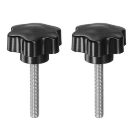 QUARKZMAN Pack of 2 Knurled Screws with Star Handle M8 x 50 mm x 46 mm Star Grip Screw Plastic Knob Stainless Steel 304 Threaded Bolts Clamping Screw Star Grip Nut Clamping Knob for Machine