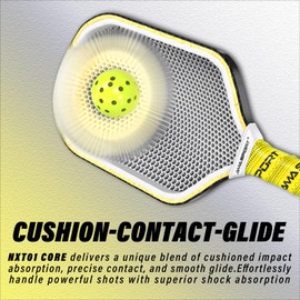 AMA SPORT Carbon Fiber Pickleball Paddles USAPA Approved 16mm Pickleball Paddle Friction Textured Surface Thermoformed Pickleball Racket with Propulsion PP Honeycomb Core (NXT 01-Yellow)