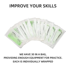 30 Pieces Nylon 3.0 Sutures, Training Threads with Curved Needles, Suitable for Training and Practice