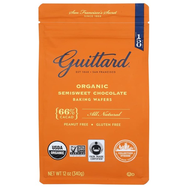 Guittard, Organic 66% Chocolate Baking Wafers, 12 Ounce