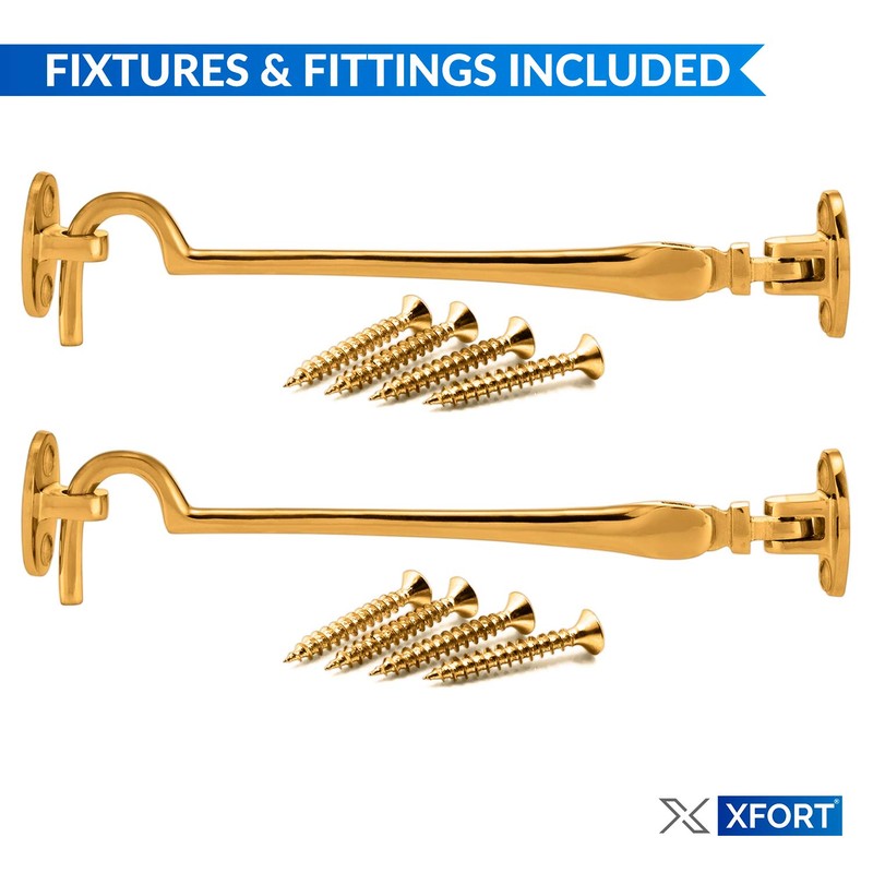 XFORT Polished Brass Cabin Hook Gate Latch Door Latch Door