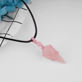 ASGIFT Black Obsidian Necklace Healing Rose Quartz Crystal and Stone Pendant Necklace for Couple