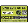 Zombie Hunting Permit United States 4" x 2.4" Outbreak Sticker