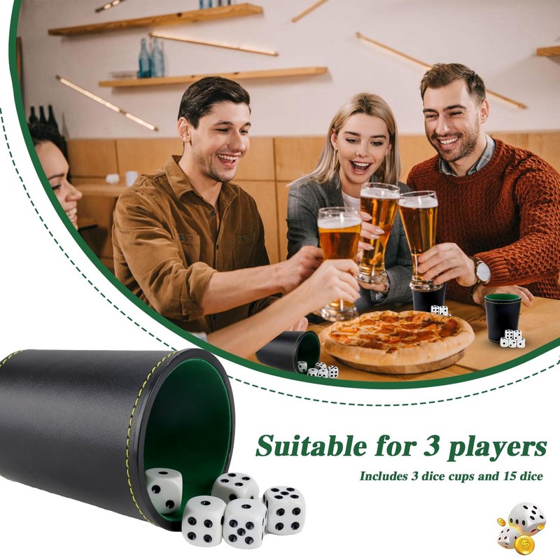Graplan Dice Cup Set Including 3 Leather Dice Cups and